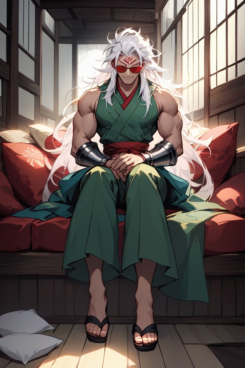Long Length, With Strands Cascading Over The Forehead, Hair Reaching Down His Back Hentai AI Porn