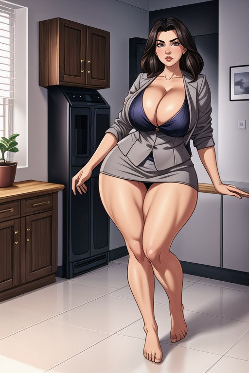 Deep Cleavage, Cm Height, Looking Back At Camera Hentai AI Porn