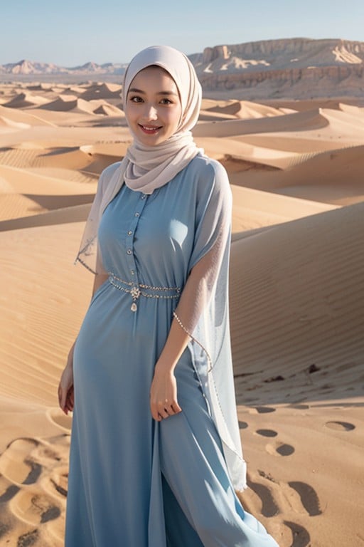 沙灘, Hijab Pashmina Kaftan, Smiling Mouth OpenAI黃片