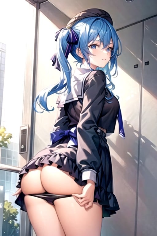 Rear View, Bottom Up (upskirt), School Uniform Hentai AI Porn