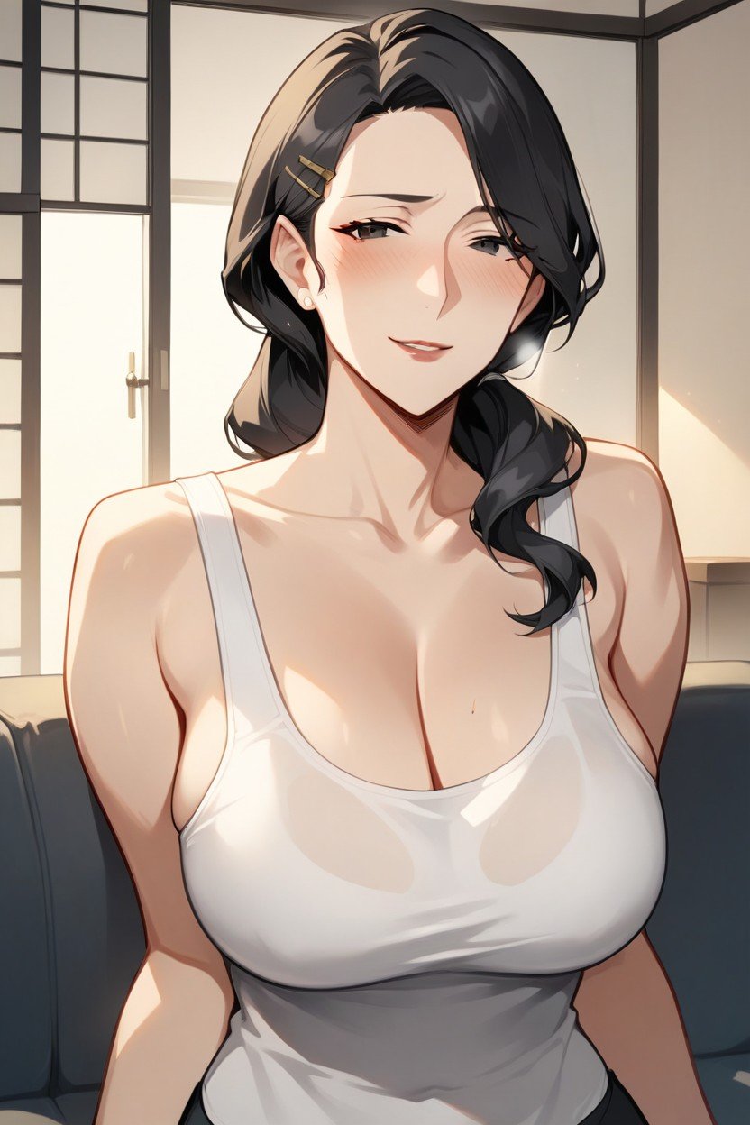 Embarrassed Smirk A Bit, Black Haired Woman, Mature WomanAI黃片