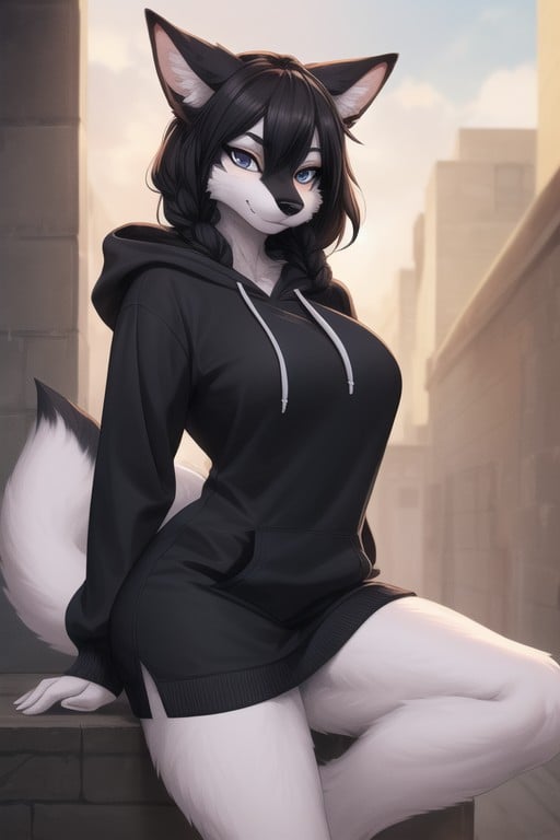 Long Muzzle, Bust Shot, Hoodie Furry AI Porn