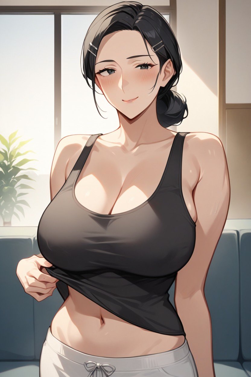 Japanese Room, Black Haired Woman, Big Black Eyes WomanAI黃漫