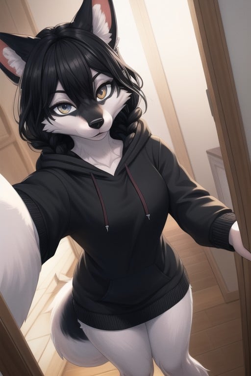 Selfie, Sudadera Con Capucha, Plano CortoPorno AI Furry