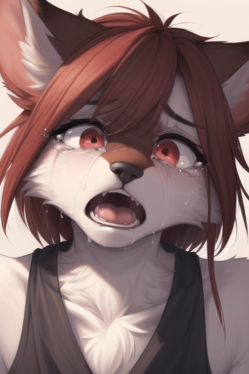 Llorando, Ojos Rojos, DelgadaPorno AI Furry