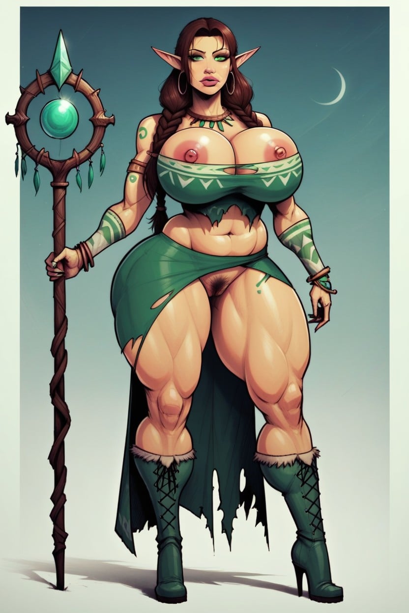 Art Style Of Devil Hs, Standing, Thicc Bimbo Lips Hentai AI Porn