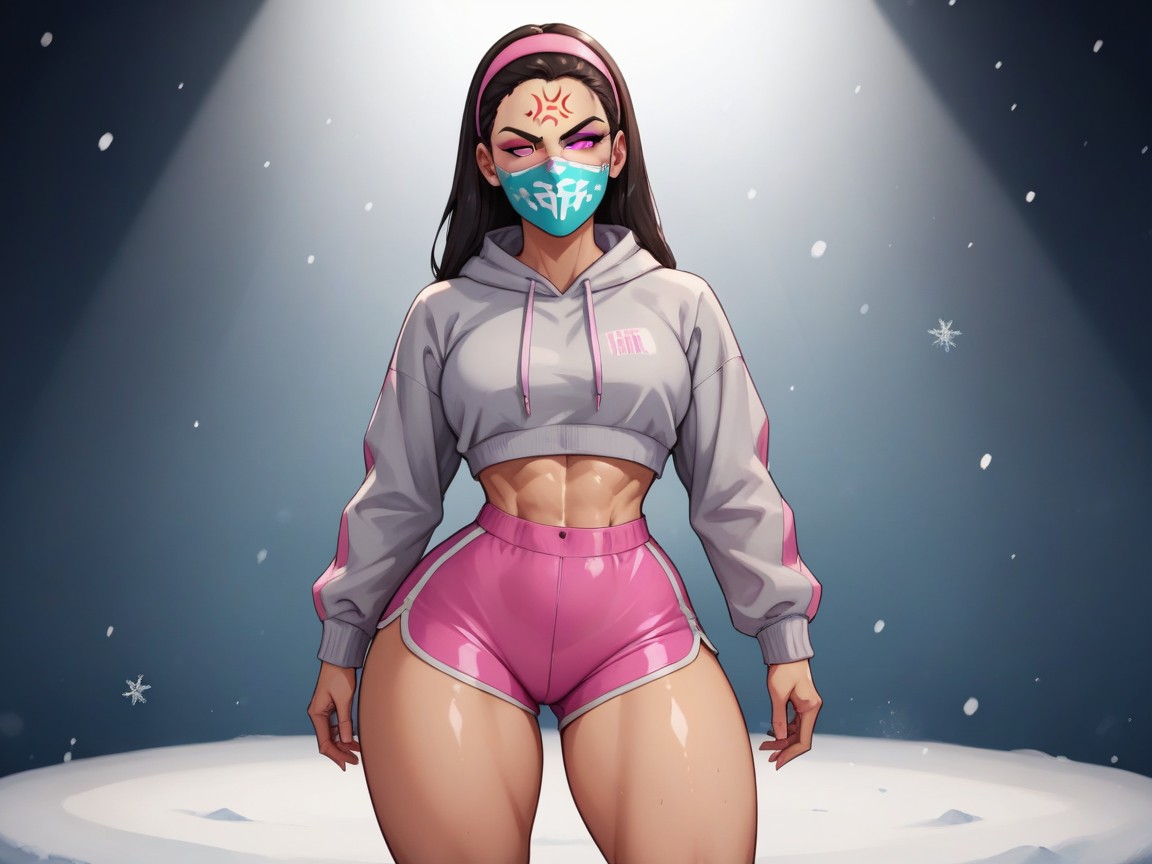 Torso Width, Ojos Medio Cerrados, Ojos Rosas Porno IA