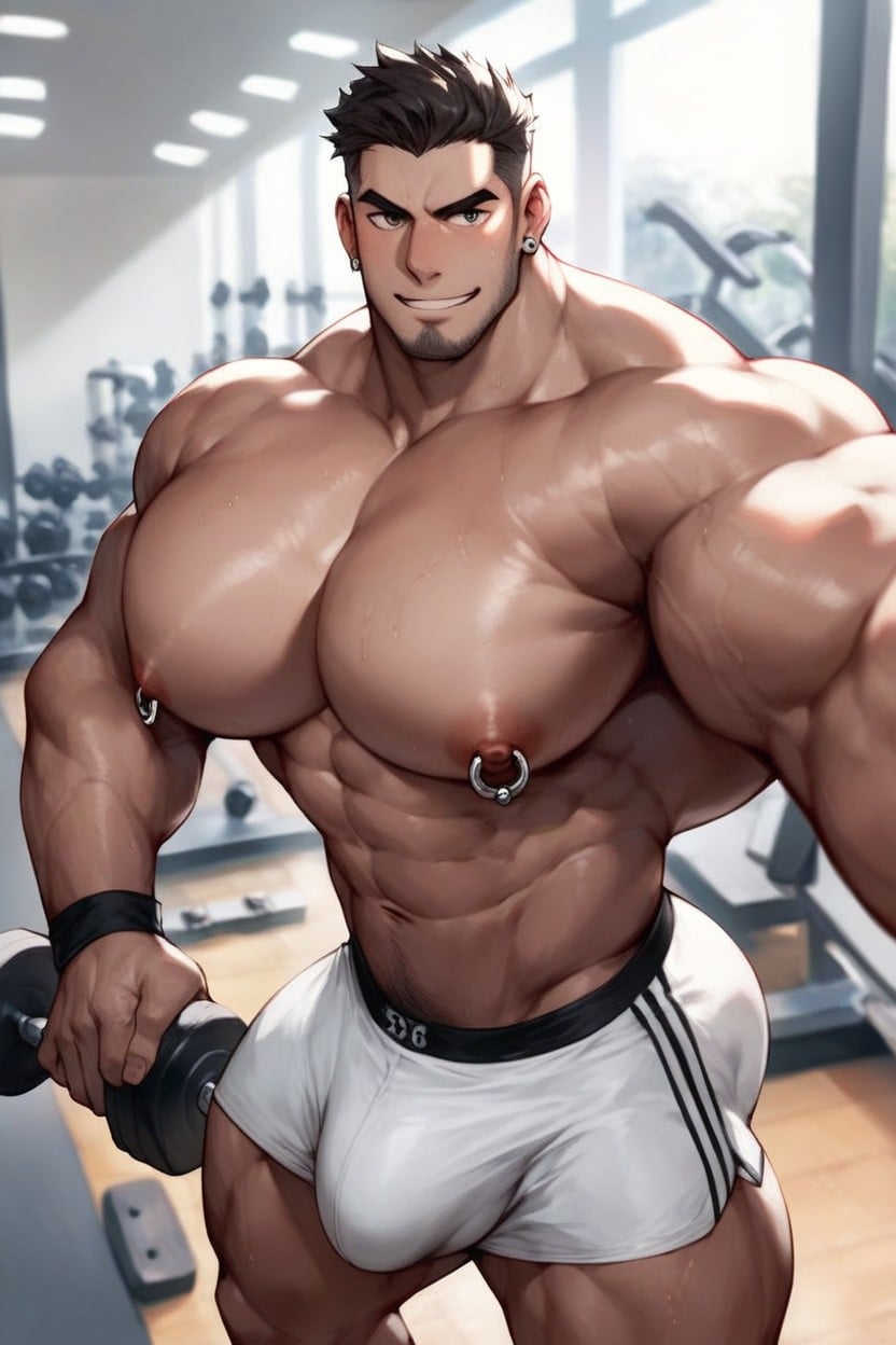 Boobs, White Sporty Shorts, Bulge AI Gay Porn