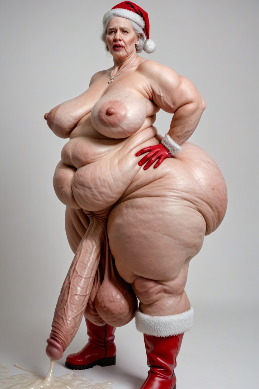 Saggy Breasts, Stretch Marks On Thighs, Obese Old Lady Shemale AI Porn