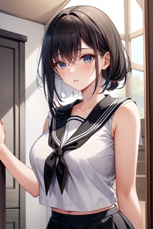 Pleated Skirt, Upper Body, Sailor Collar AI Porn