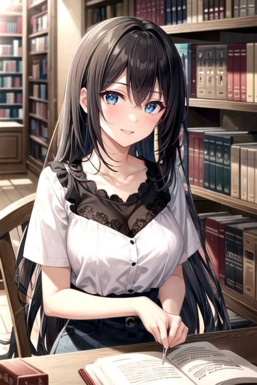 Sagisawa Fumika Idolmaster, Library, Orange Light AI Porn