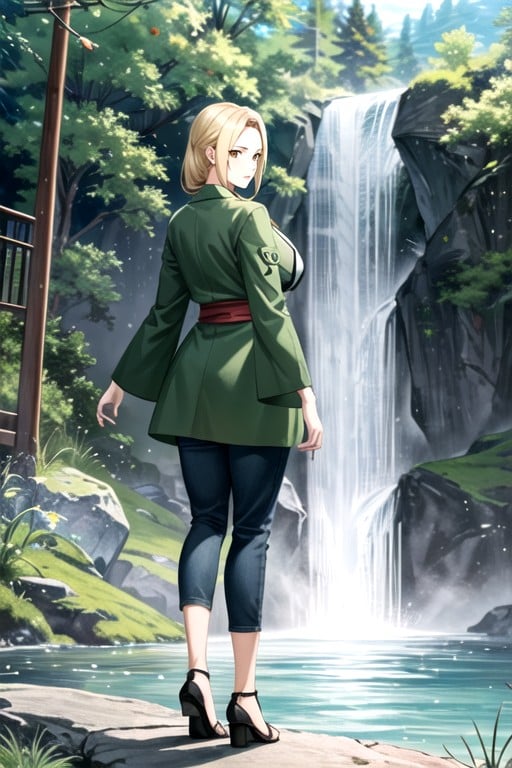 Corps Entier, Vue Arrière, Tsunade (naruto)Porno IA transsexuelle