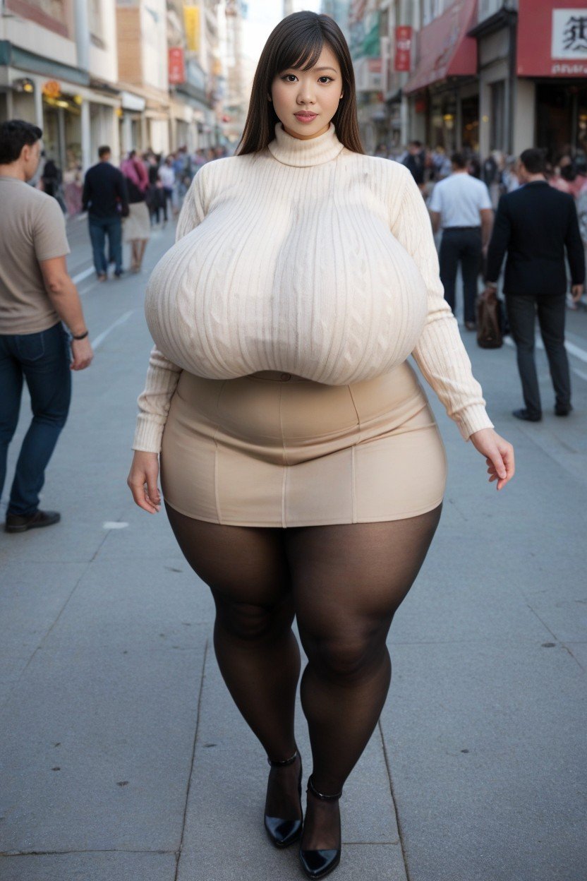 Gigantic Breasts, Walking Down The Tokyo Street, Long LegsPorno IA transsexuelle