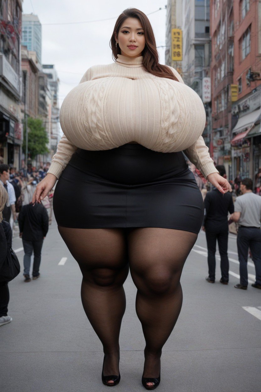 Extreme Hyper Breasts, Walking Down The Tokyo Street, AsiáticaPorno IA de transexuales