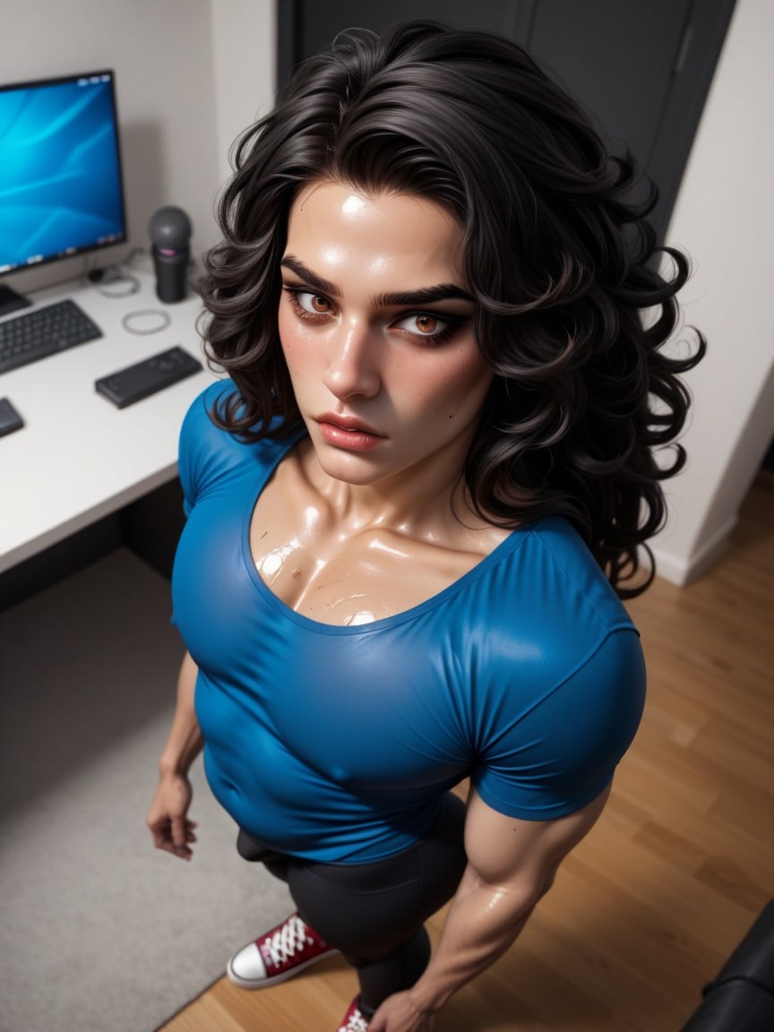 Pink And Light Blue Color Scheme, Naked, Male Chest AI Gay Porn