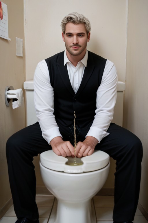 Pissing, White Hair, + AI Gay Porn