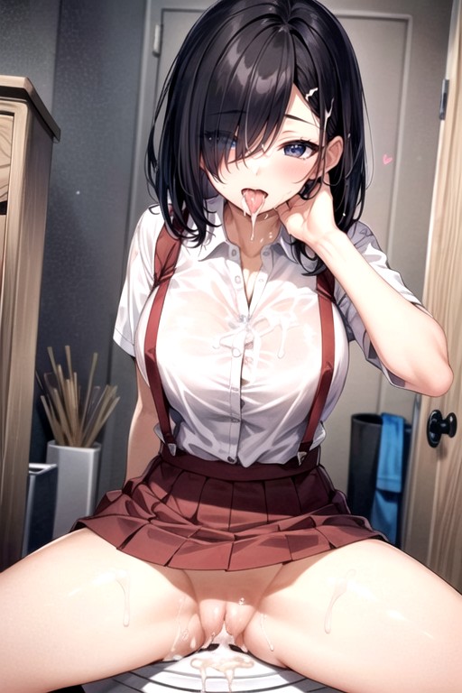 Pussy Visible Under Skirt, Eyes, Steamy BreathPorno AI Hentai