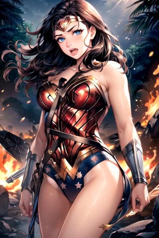 Luz Dura, Armadura De Robot, Wonder Woman (dc)Porno AI