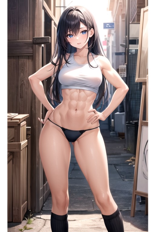 Hands On Hips, Blue Eyes, Model AI Porn