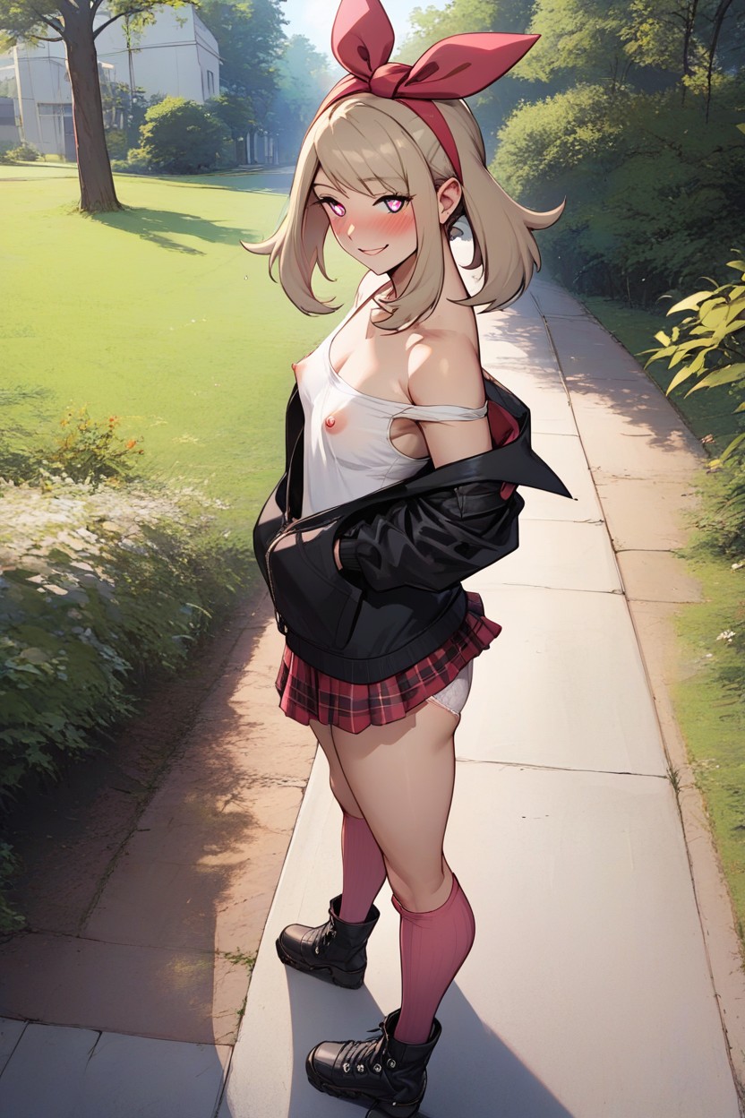 Tiniest Ass, Off-shoulder, Black Combat Boots AI Porn