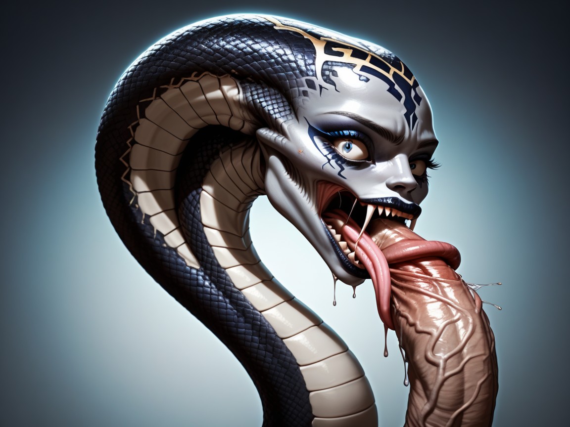 Massive Eyes, Extremely Long Tongue, Snake TailAIポルノ