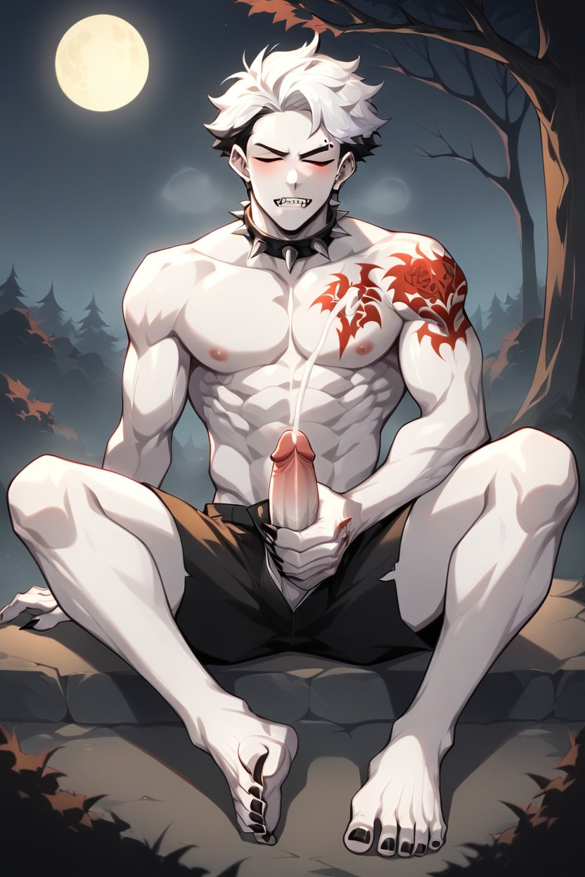 Full Body, Big Feet, Pitch Black Dimly Lit AI Gay Porn