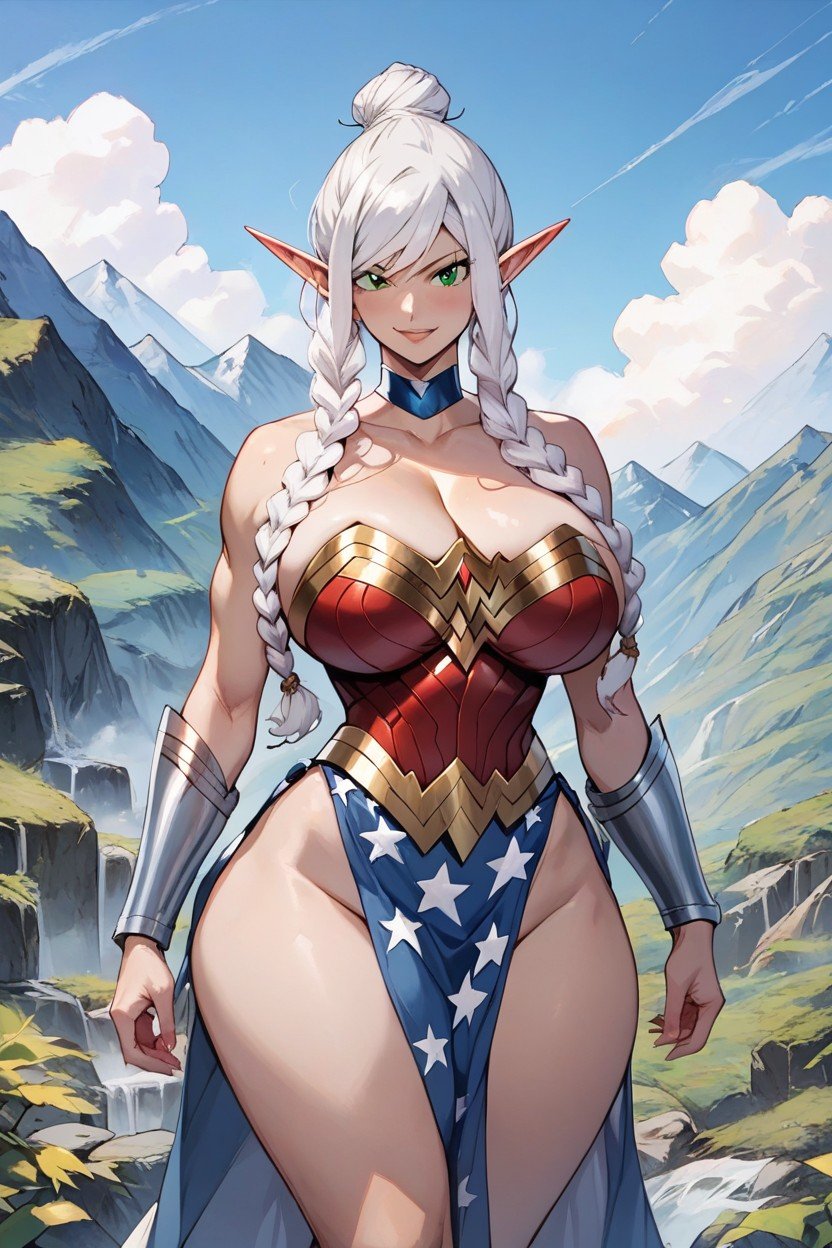 Cosplay Wonder Woman, 1 Persona, Elf FemalePorno AI Hentai