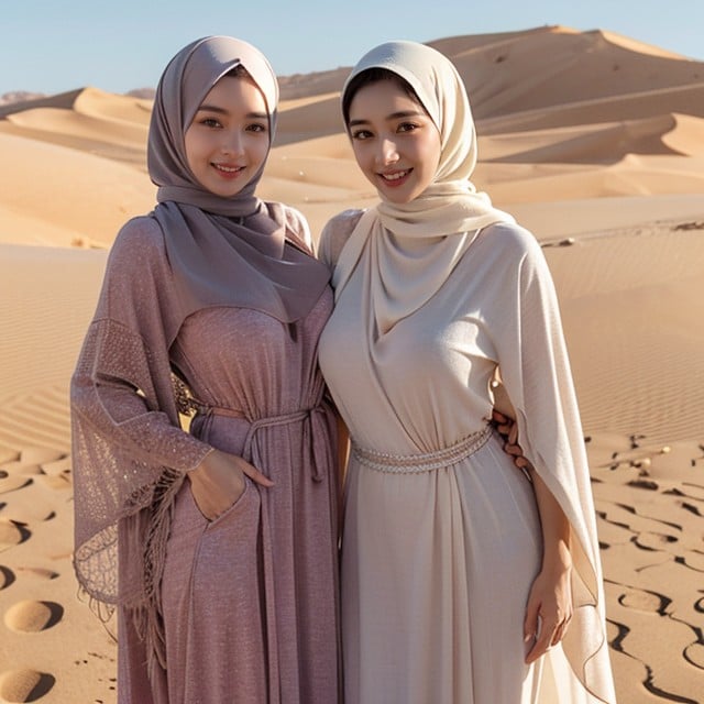 모델, 사막, Hijab KaftanAI 포르노