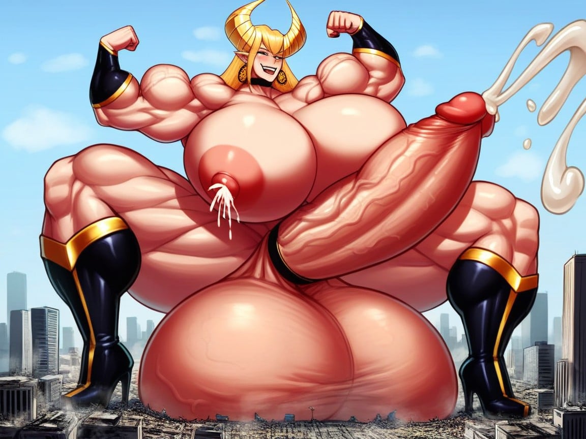 Flexing, Thick Thighs, Cock Ring Shemale AI Porn
