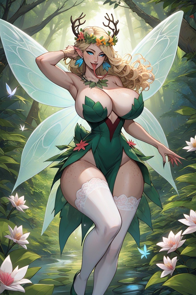 Blonde Hair, Fairy, Leaf Necklace Hentai AI Porn