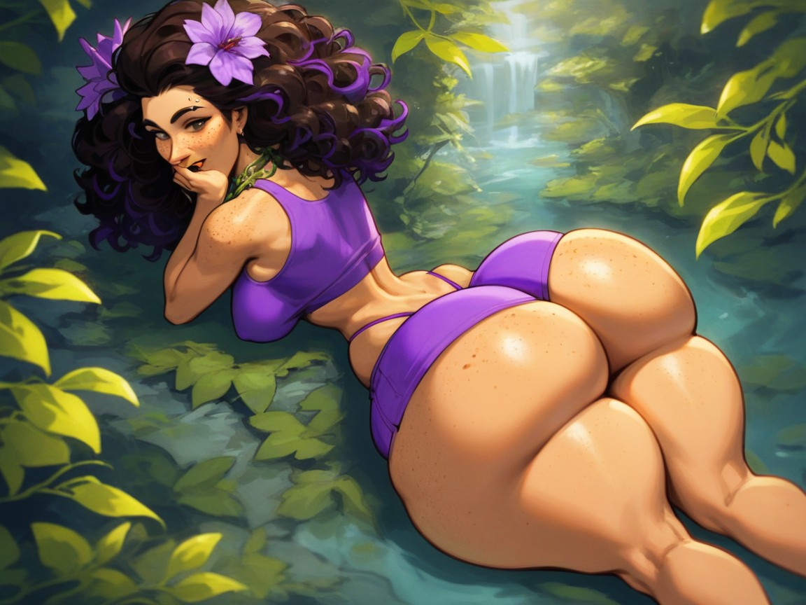 Tight Purple Thong, Round Torso, Purple Highlights Hentai AI Porn