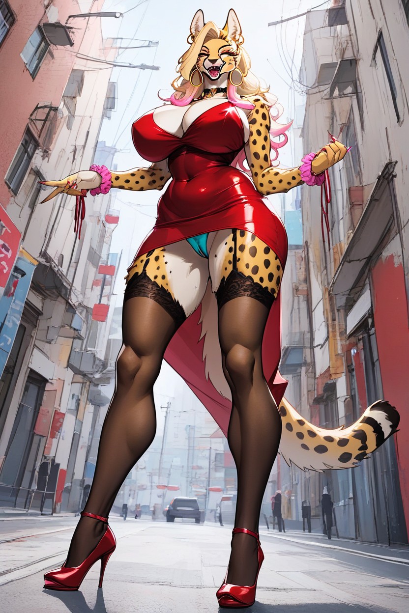Milf, Big Jackal Ears, Mini Skirt Furry AI Porn