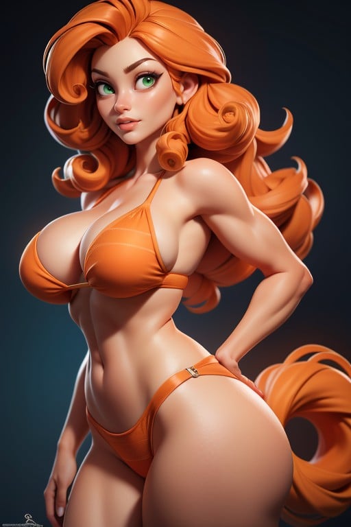 Stunningly Gorgeous Woman, Long Curly Dark Orange Hair, 긴 길이AI 포르노