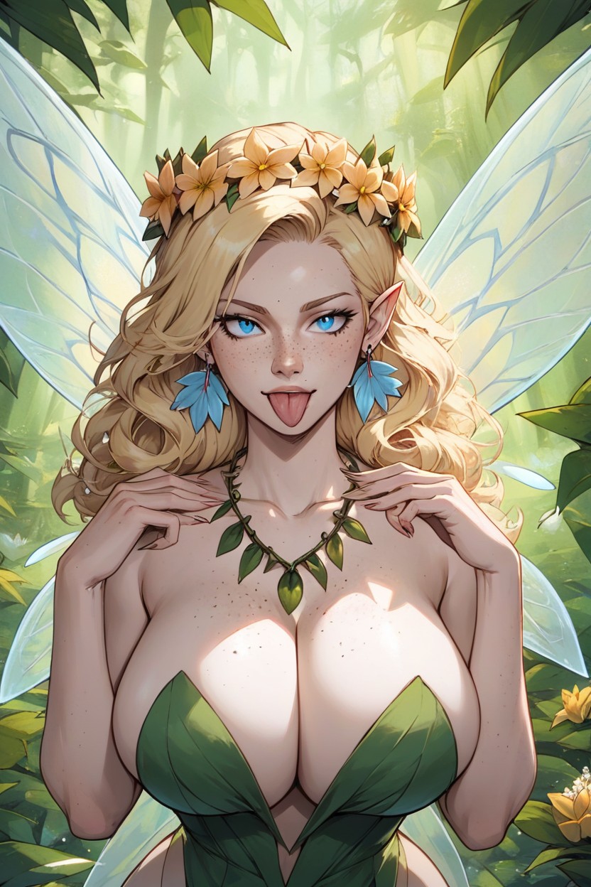 Flying, Flower Crown, Waist Hentai IA pornografia