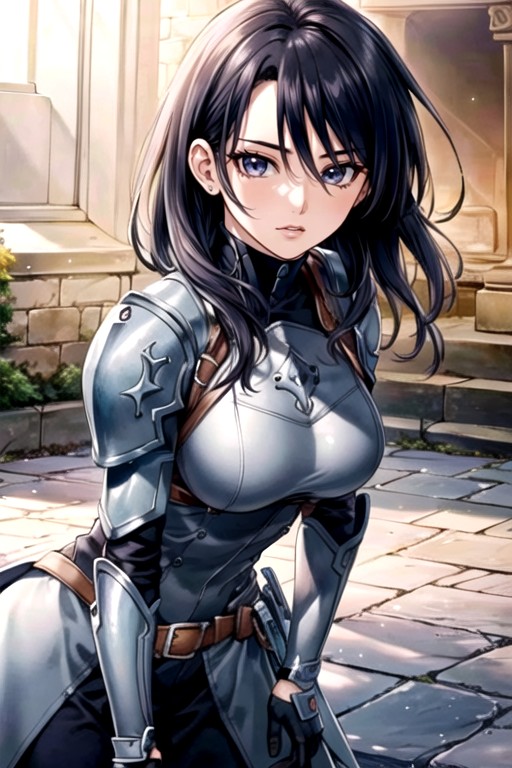 Looking At Viewer, Manga In Color, Armor Gloves AI Porn