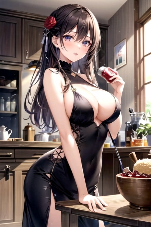 Holding Jar Of Jam In One Hand, Brunette, Rubbing The Jam On The Boobs By Other HandAI黄片