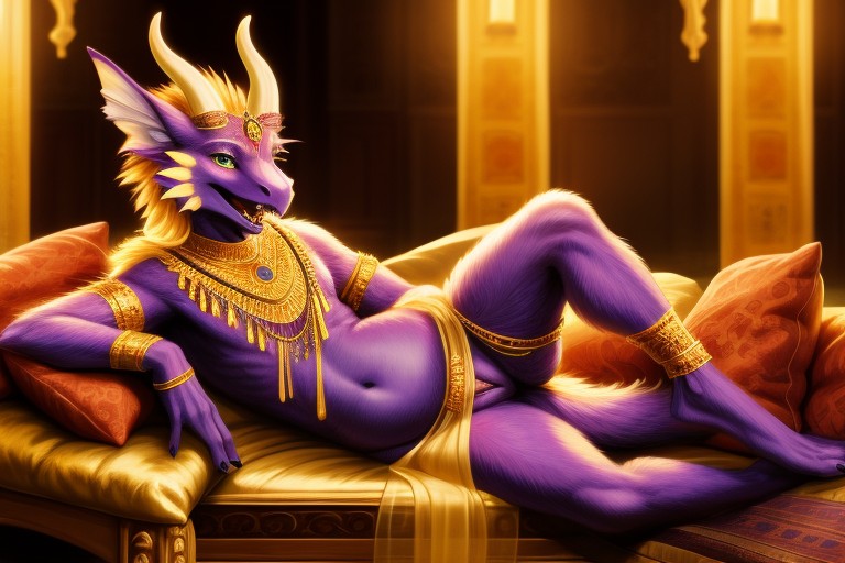 Purple Kobold, Laying On Side, Leg Raised Furry AI Porn