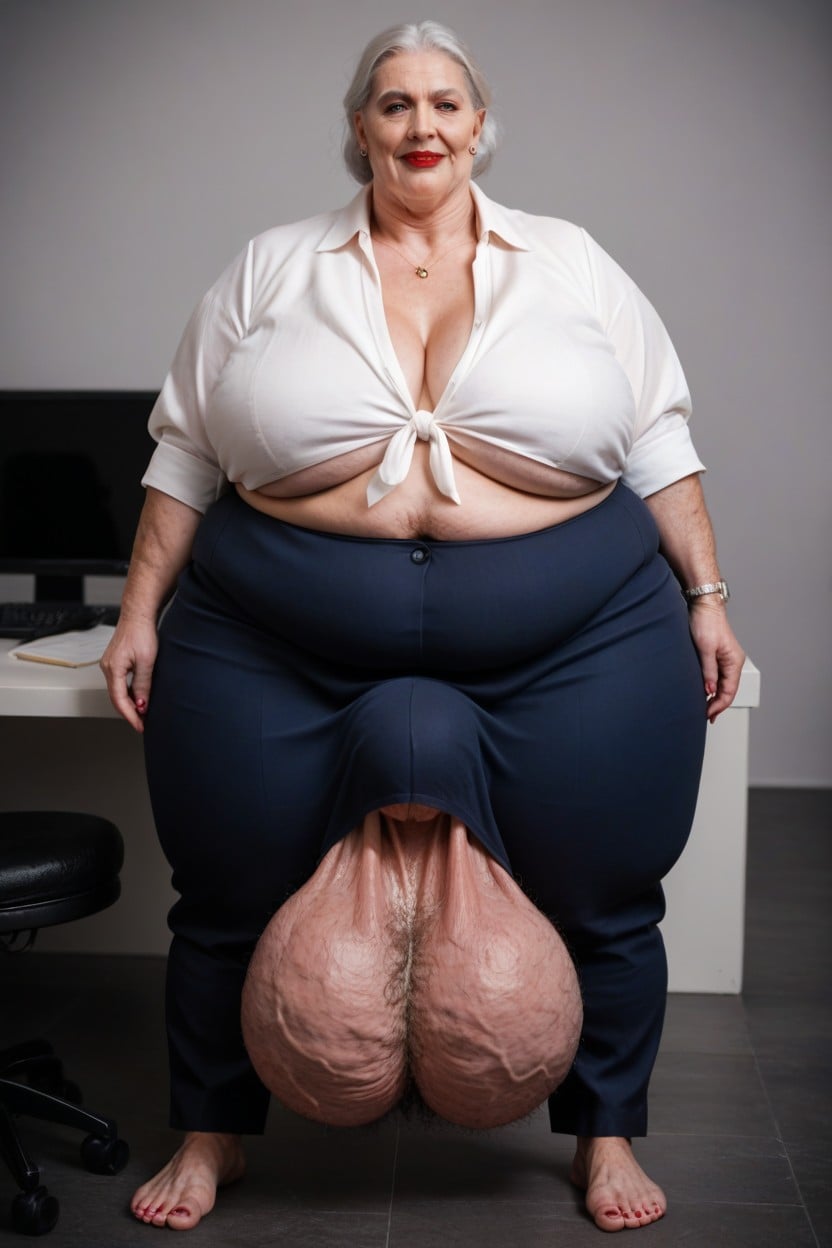 Standing, Fully Clothed, Gigantic Bulge Through Clothing Shemale AI Porn