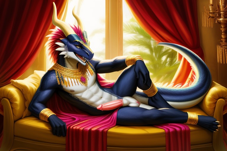 Featureless Chest, No Nipples, Tapered Slit Penis Furry AI Porn