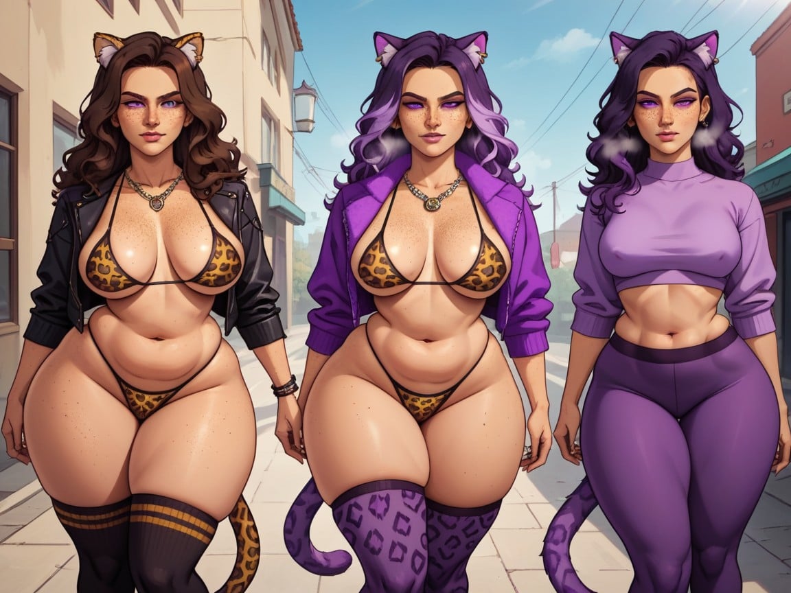 Cat Jewelry, Eyebrow Piercing, Purple Cat Tail AI Porn