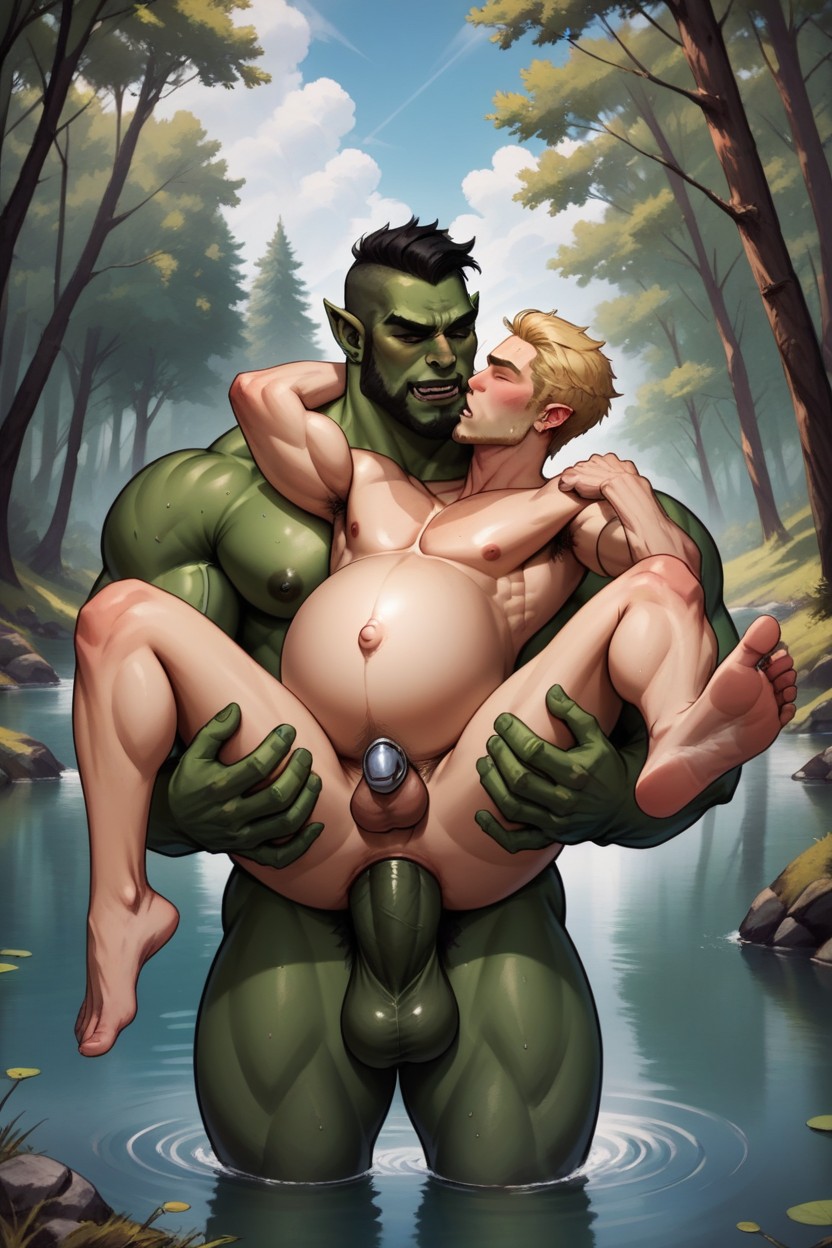 Lake, High Resolution, Orc Tattoos AI Gay Porn