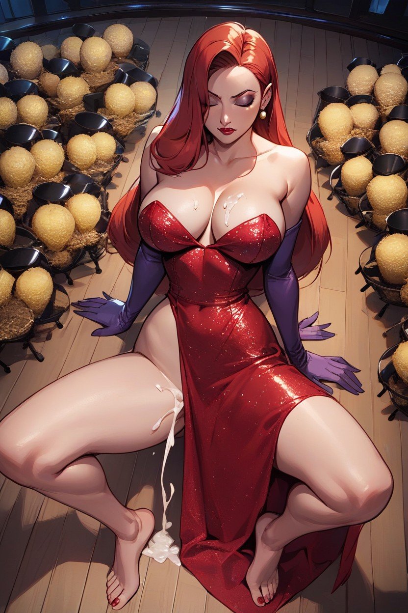 Jessica Rabbit, View From The Front, Laying Down Pornografia peluda com IA