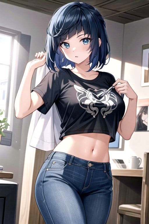 Crop Top, Yelan (genshin Impact), Jeans Hentai AI Porn