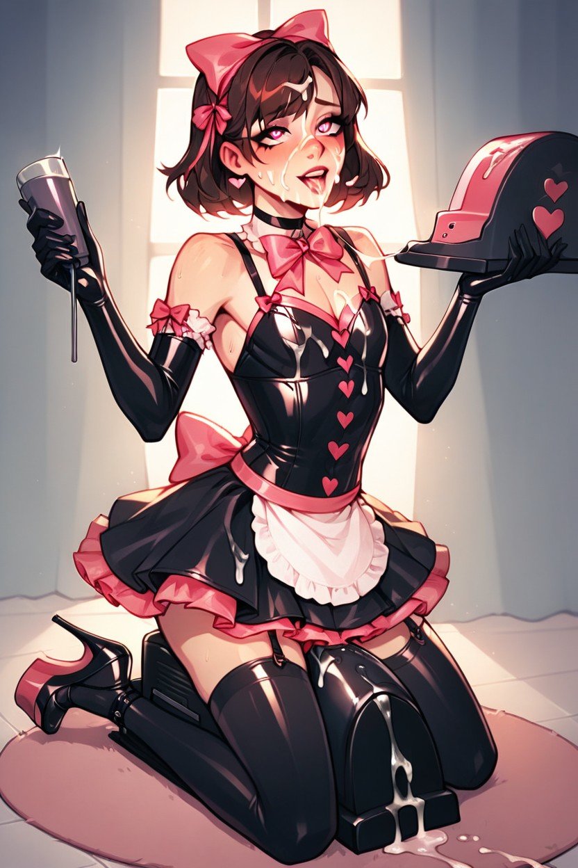 フレンチメイド, Latex Gloves And Stockings, 射精ニューハーフAIポルノ