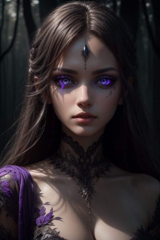 Fantasy Atmosphere, Shadowy Skin, Mysterious Woman With Dark PurpleAIポルノ