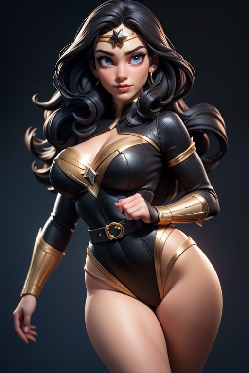 Black And Gold Gauntlets, Thick, Insanely Gorgeous Woman AI Porn