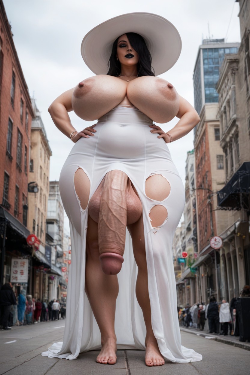 Hyper Wide Hips, Huge Cock, Colorless Gray Skin Porno shemale IA