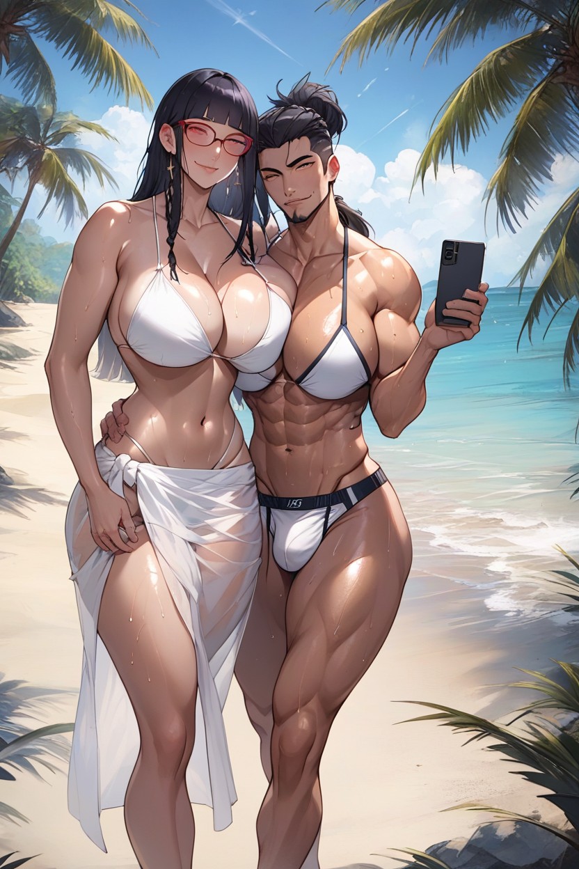 Large Breast, Handsome Man Wear A Boxer Briefs, Nursing Handjob Hentai AI Porn