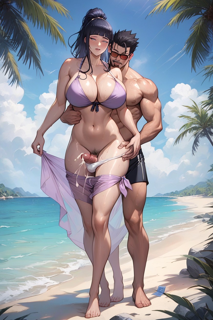 Male With Dark Hair And Goatee, Woman Leaning Back, Handsome Man Wear A Boxer Briefs Hentai AI Porn