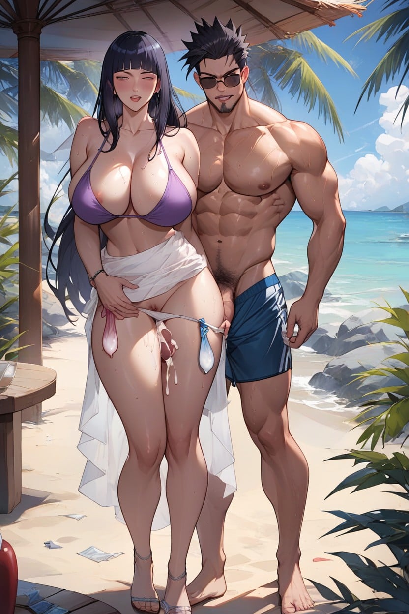 Handsome Man Carried So Many Condom Packet On His Shoulder, White Panties Pulled Down, Sweaty Hentai AI Porn